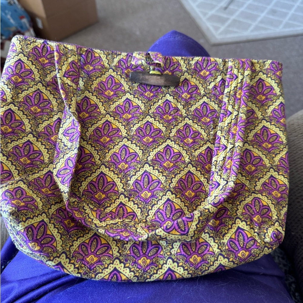 Stylish Purple and Yellow Patterned Women's Bag